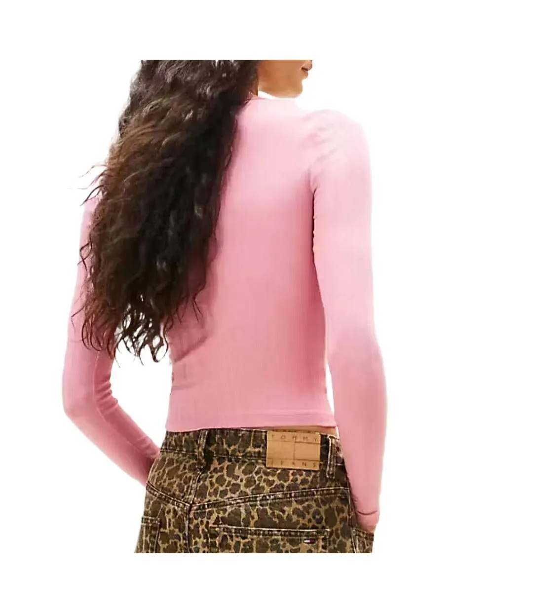 T-Shirt manches longues rose femme tommy hilfiger dw0dw21575-2