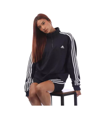Sweat Style 3 Rayures Essentials Femme Bleu Marine Blanc Adidas