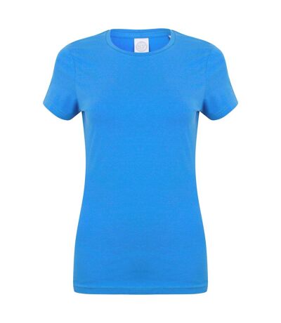 Skinni Fit Womens/Ladies Feel Good Stretch Short Sleeve T-Shirt (Heather Blue) - UTRW4422