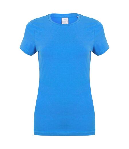 Skinni Fit Womens/Ladies Feel Good Stretch Short Sleeve T-Shirt (Heather Blue)