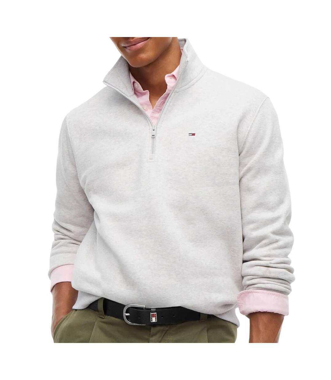 Sweat gris chiné homme tommy hilfiger fleece-1