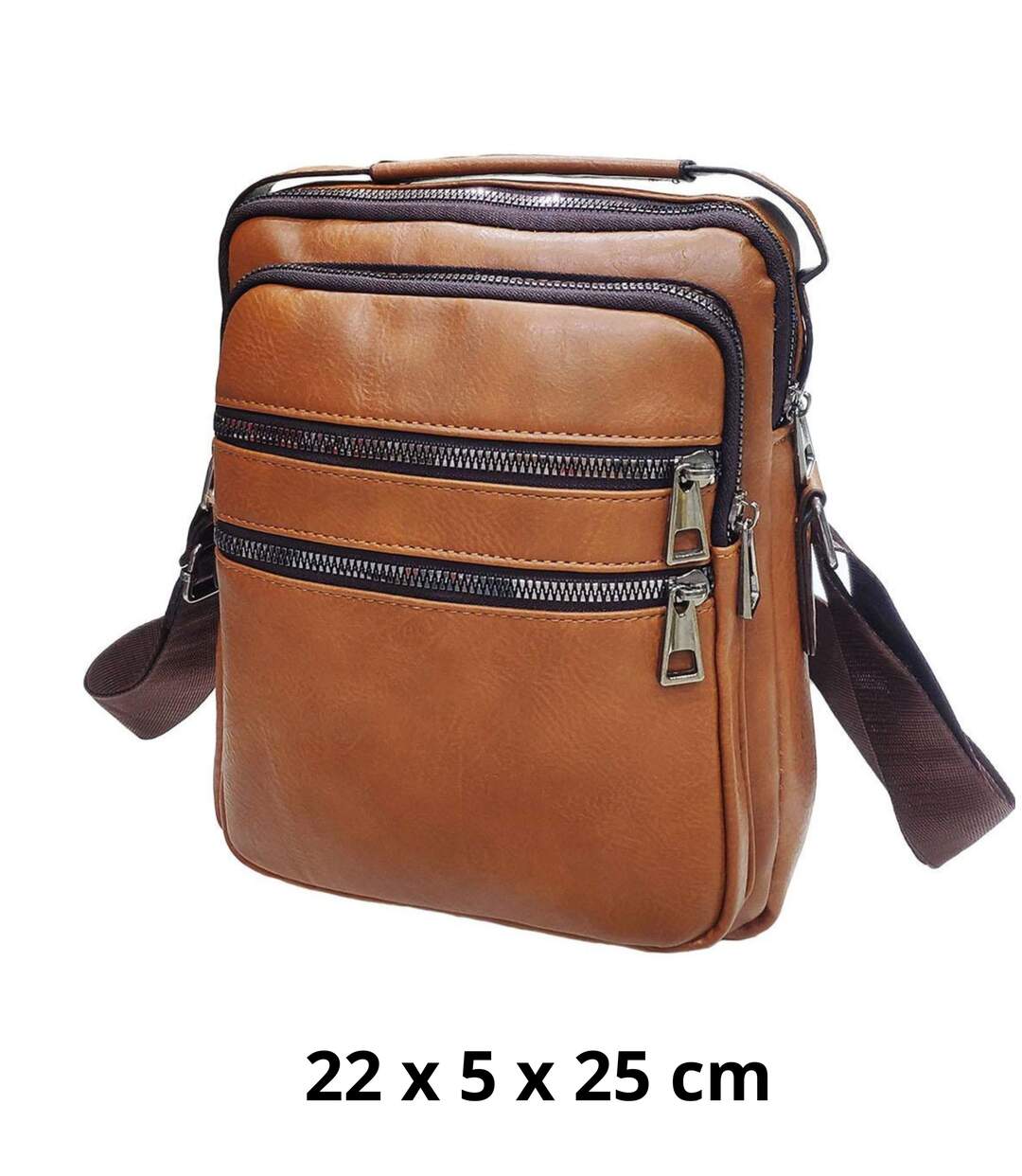 Sacoche bandoulière homme en polyuréthane - Camel - Elégance fonctionnelle pour un style urbain-1