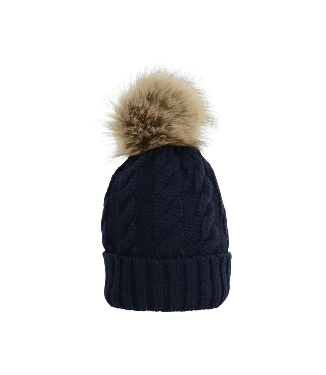 Adults melrose cable knit bobble hat navy HyFASHION-1