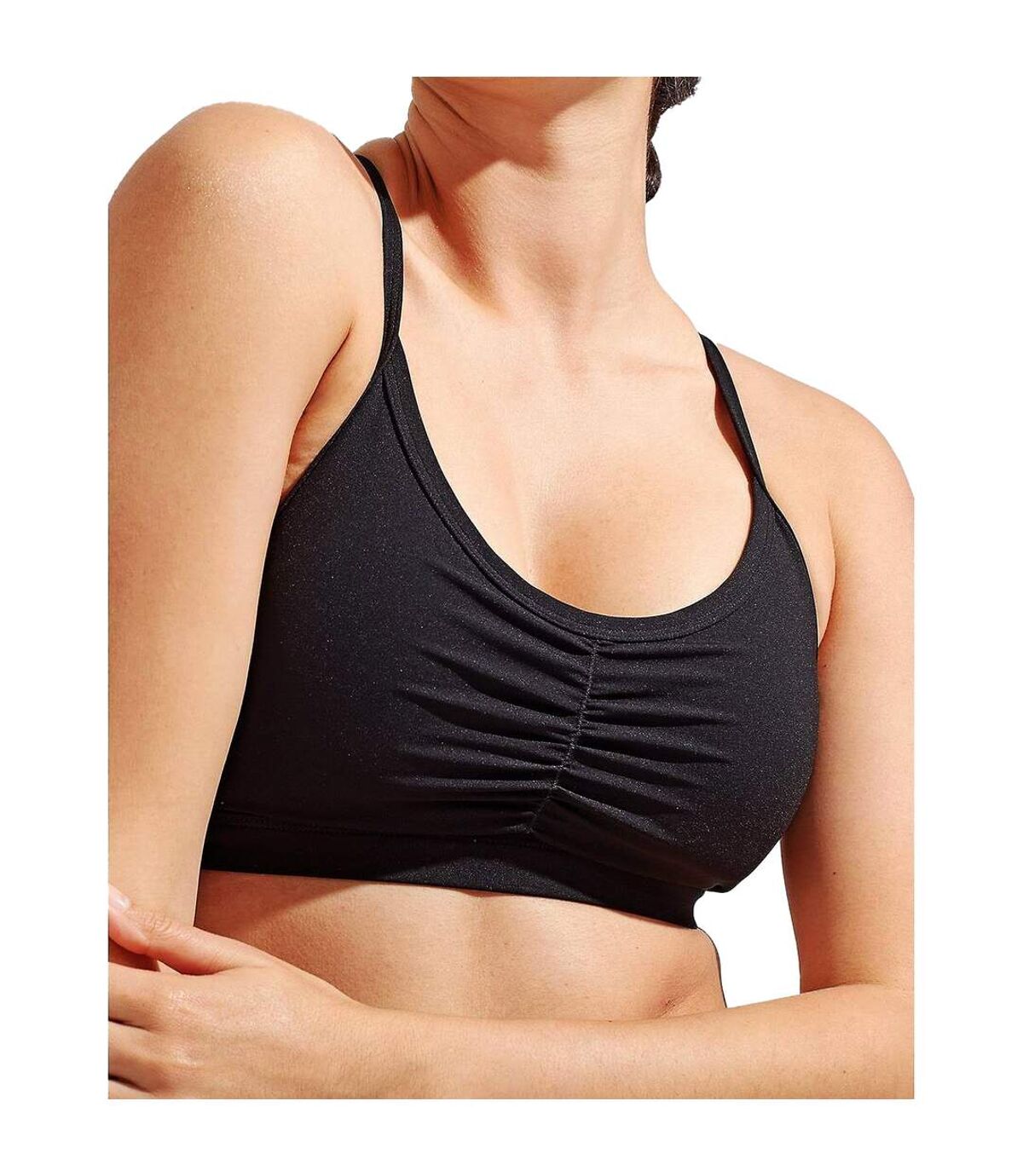 TriDri Womens/Ladies Ruched Medium Impact Sports Bra (Black)