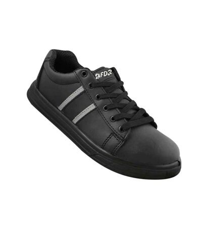 Unisex adult leather safety trainers black Dennys