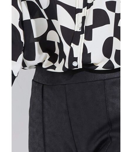 Pantalon droit enduit, semi-élastiqué