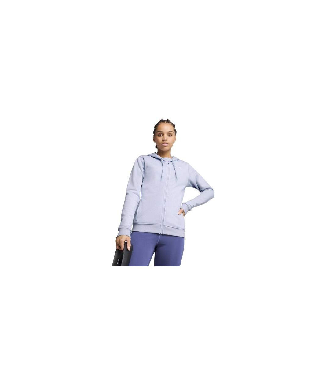Womens/ladies Essential Fleece Full Zip Hoodie Blue Puma-1