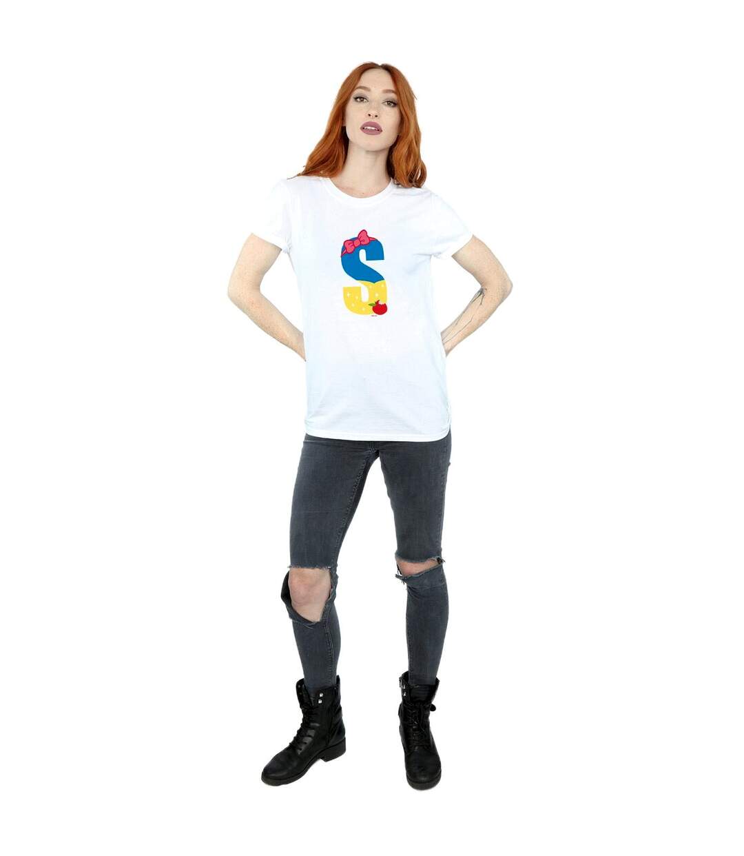 Disney Womens/Ladies Alphabet S Is For Snow White Cotton Boyfriend T-Shirt (Blanc) - UTBI42699-4