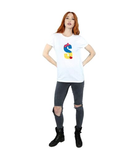 Disney Womens/Ladies Alphabet S Is For Snow White Cotton Boyfriend T-Shirt (Blanc) - UTBI42699