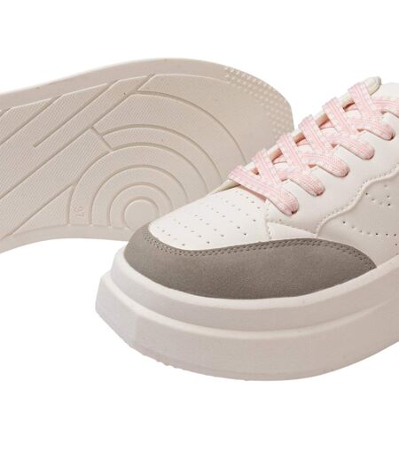 Womens/ladies Ari Casual Platform Trainers White Grey Pink Kappa