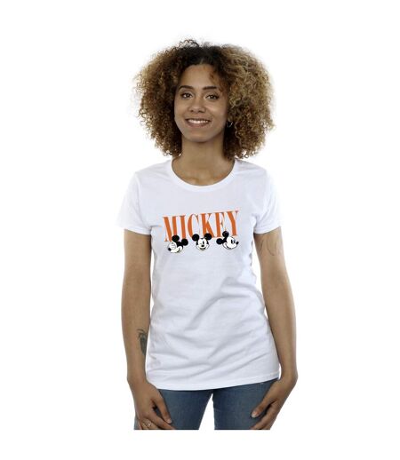 Disney T-shirt en coton Femme/Femme Mickey Mouse Faces (Blanc) - UTBI33632