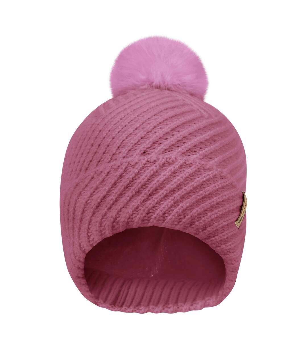Bonnet Tricoté À Pompon Et Revers Motif/style À Motifs Anala Femme Rose Trespass-3