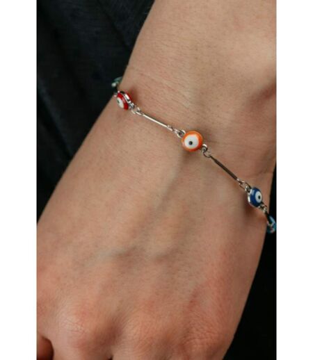 Gold and Silver Evil Eye Charm Dainty Minimalist Protection Bracelet