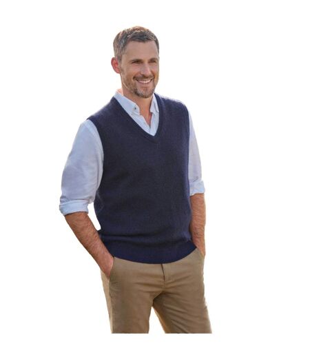 Mens V Neck Sleeveless Pullover Pull Sans Manches À Col En V Bleu Marine WoolOvers