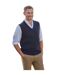 Mens V Neck Sleeveless Pullover Pull Sans Manches À Col En V Bleu Marine WoolOvers-1