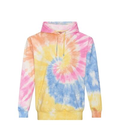 Unisex adult swirl tie dye hoodie yellow/blue/pink Awdis