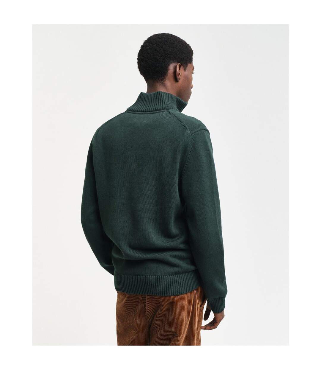 Mens Micro Textured Half Zip Sweatshirt Tartan Green Gant-2