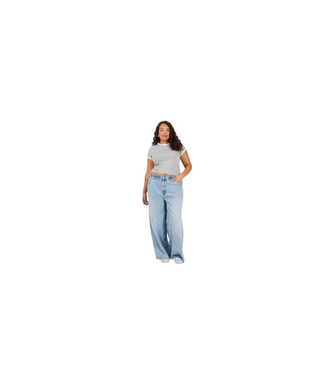 T-shirt Motif/style Ringer Femme Gris Blanc Brave Soul-2