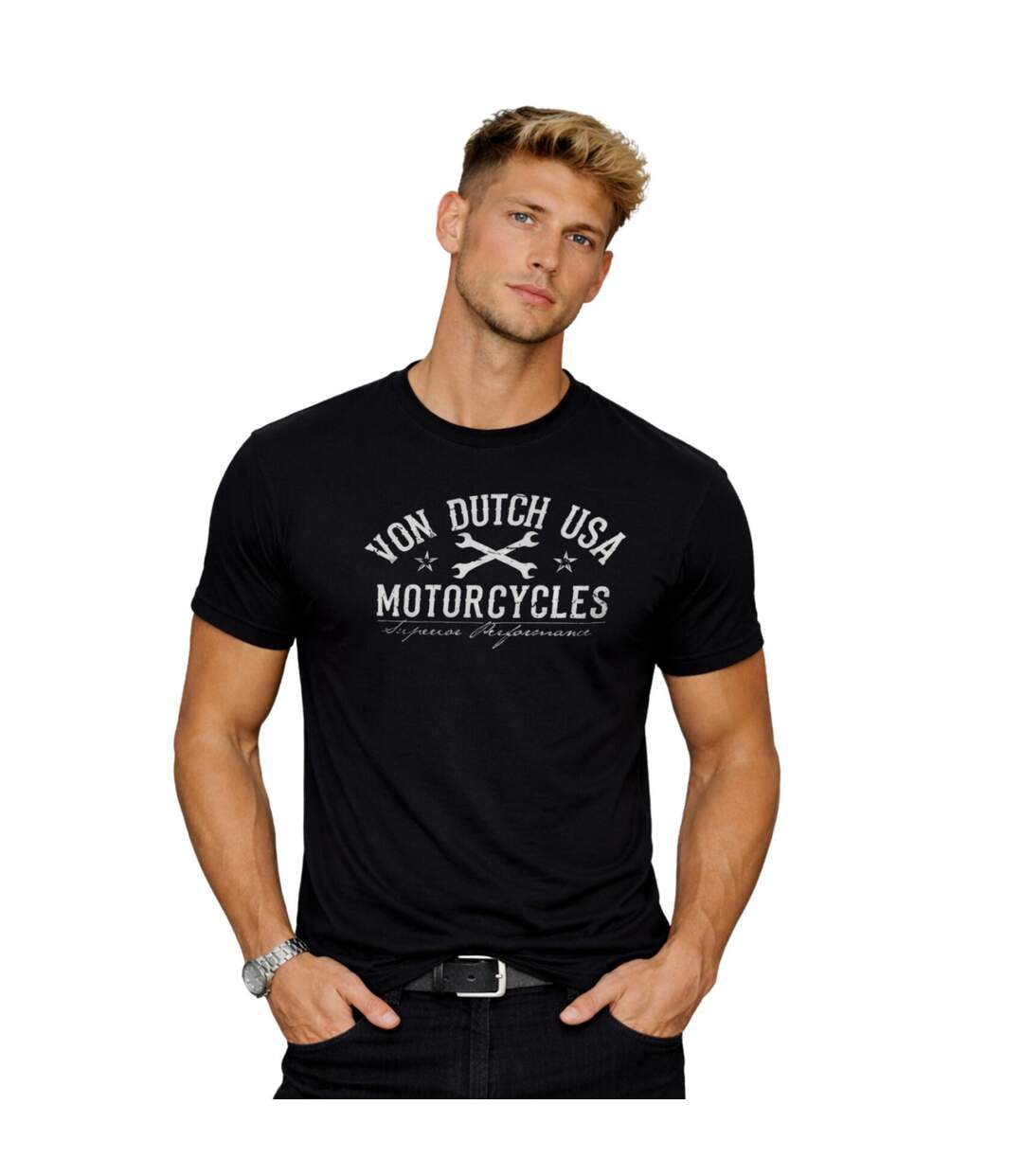 T-shirt homme col rond en jersey 140grm imprimé devant Log5 Vondutch-1