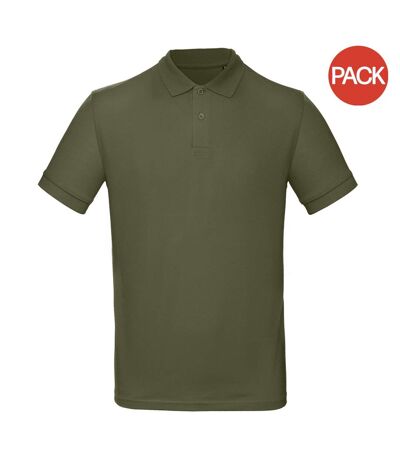 Pack of 2  Mens inspire polo  army khaki B&C