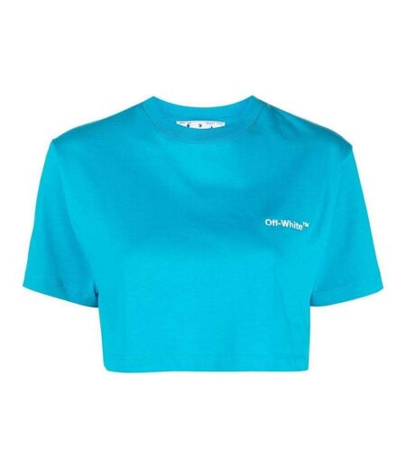 T-shirt Court Helvetica Femme Bleu Off White
