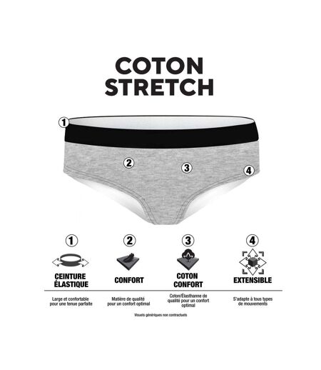 Lot de 3 culottes femme  en coton uni imprimé ceinture fine 2cm Pck49 Pierre Cardin