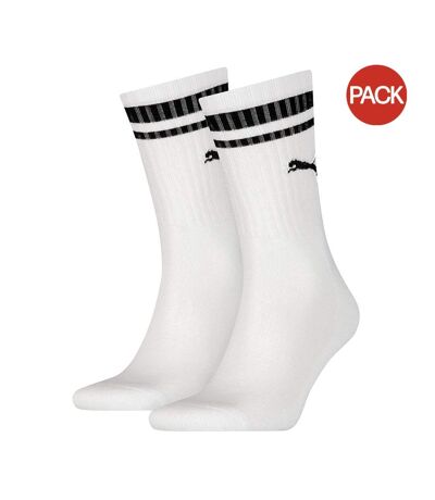 Pack of 2  Unisex adult heritage stripe crew socks  white/black Puma