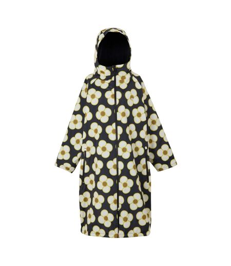 Womens/ladies Orla Kiely Spinning Flower Waterproof Changing Robe Black Regatta