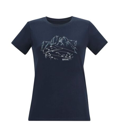 T-shirt Manches Courtes Motif/style Paysage Fingal Femme Bleu Marine Imprimé Graphique Regatta