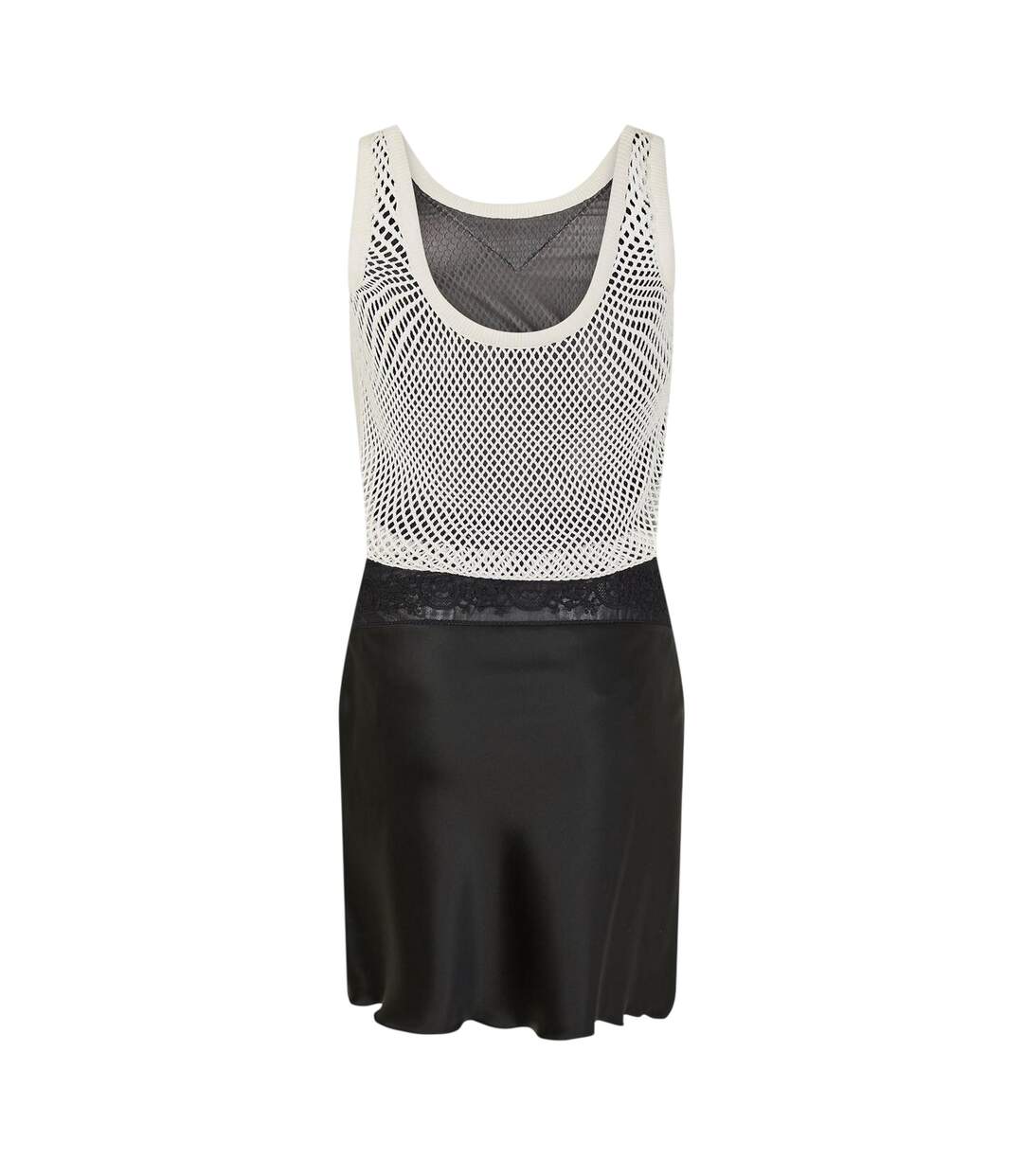 Womens/ladies Scoop Neck Slip Dress Black White Off White-3
