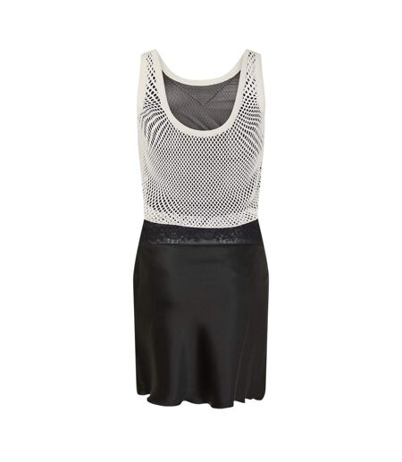 Womens/ladies Scoop Neck Slip Dress Black White Off White