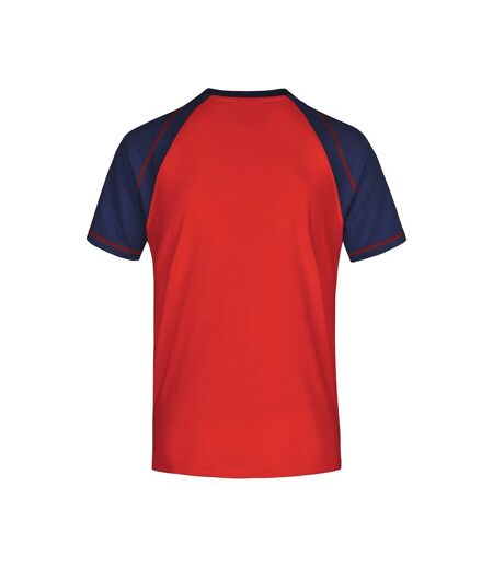 T-shirt Manches Raglan Motif/style Contrasté Homme Rouge Bleu Marine James And Nicholson