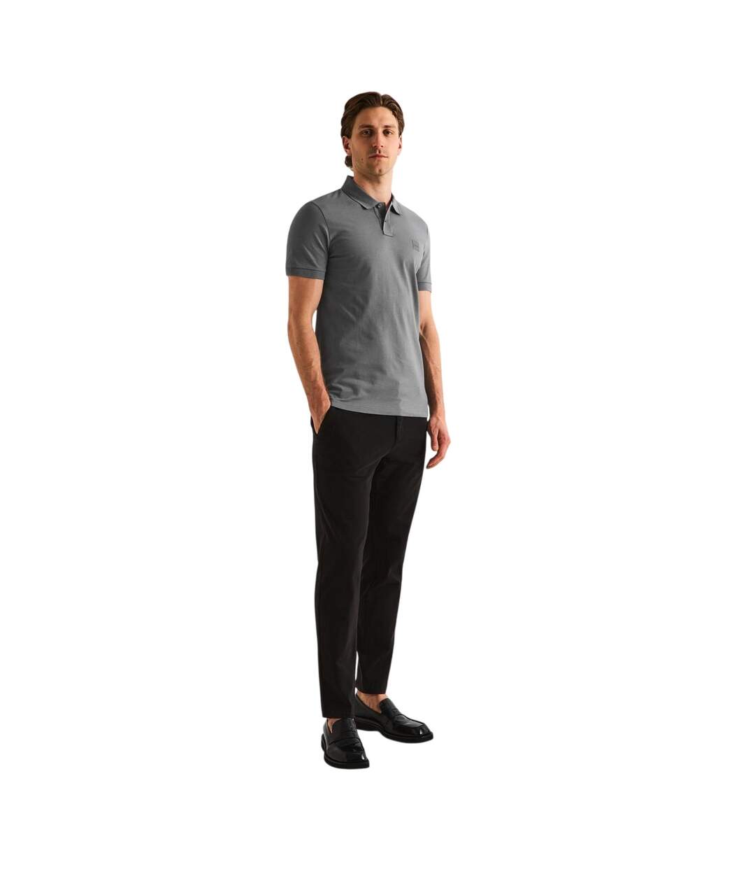 Polo Motif/style Logo Rectangulaire Passenger Homme Gris Boss-1