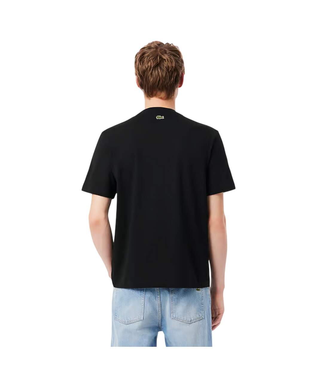 Mens Grid Crocodile Cotton T-shirt Black Lacoste-3