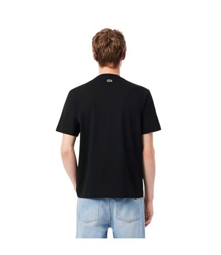 Mens Grid Crocodile Cotton T-shirt Black Lacoste