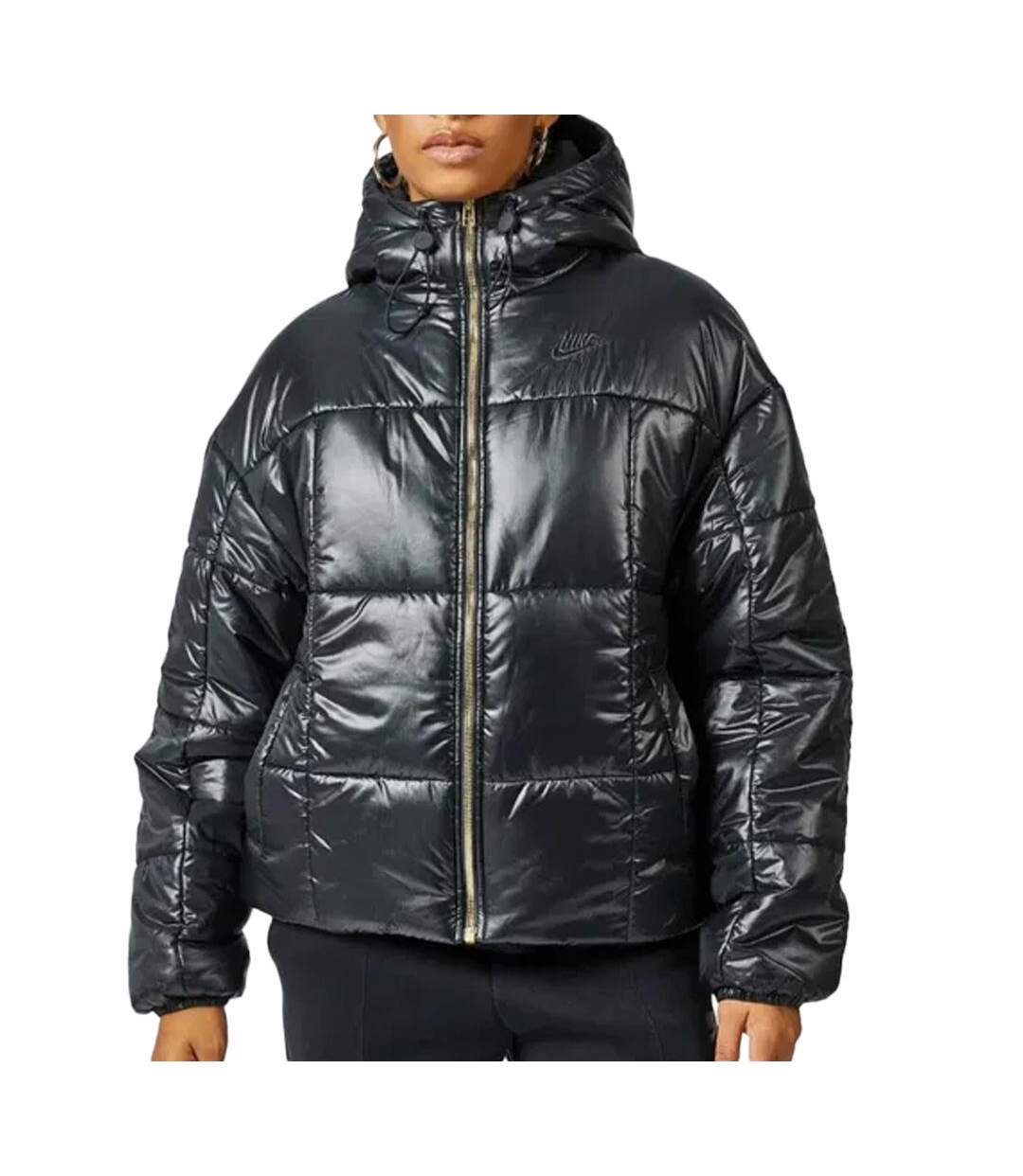 Doudoune noire femme nike w nsw pe shine puffer - m-1