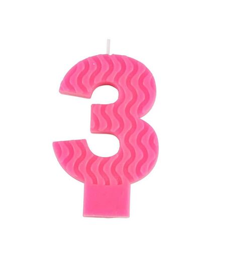 Bougie d'Anniversaire en Cire d'Abeille Chiffre 3 8cm Rose