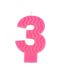 Bougie d'Anniversaire en Cire d'Abeille Chiffre 3 8cm Rose-1