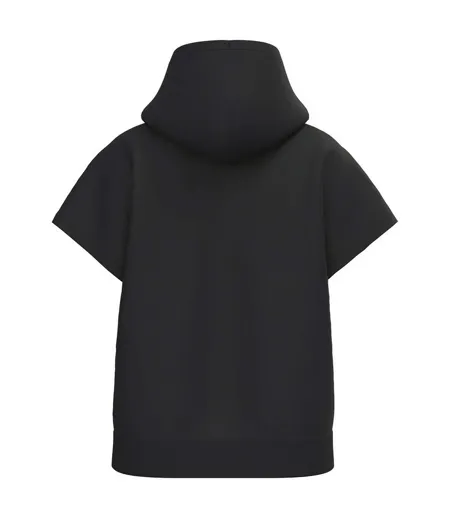 Womens/ladies French Terry Short-sleeved Hoodie Black Native Spirit