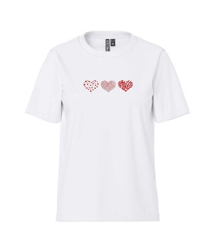 T-Shirt blanc/rouge femme pieces pcoda