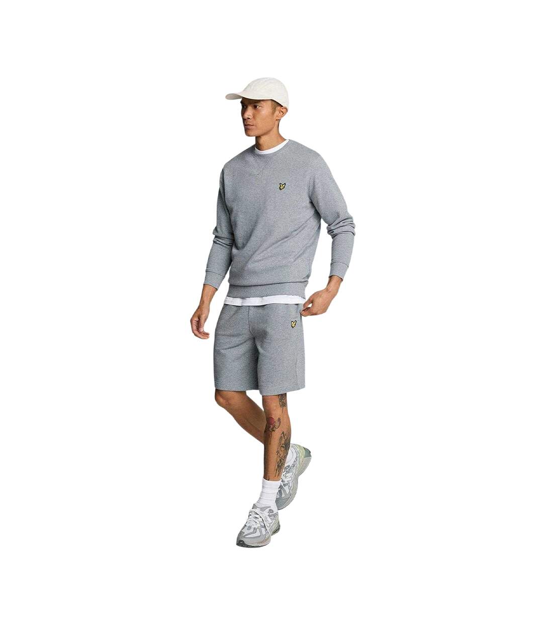 Mens Fleece Embroidered Logo Shorts Grey Lyle & Scott-4
