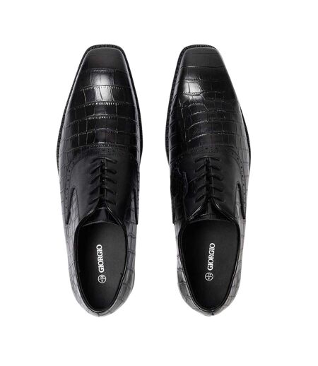 Mens Croc Full Grain Leather Oxford Shoes Black Giorgio