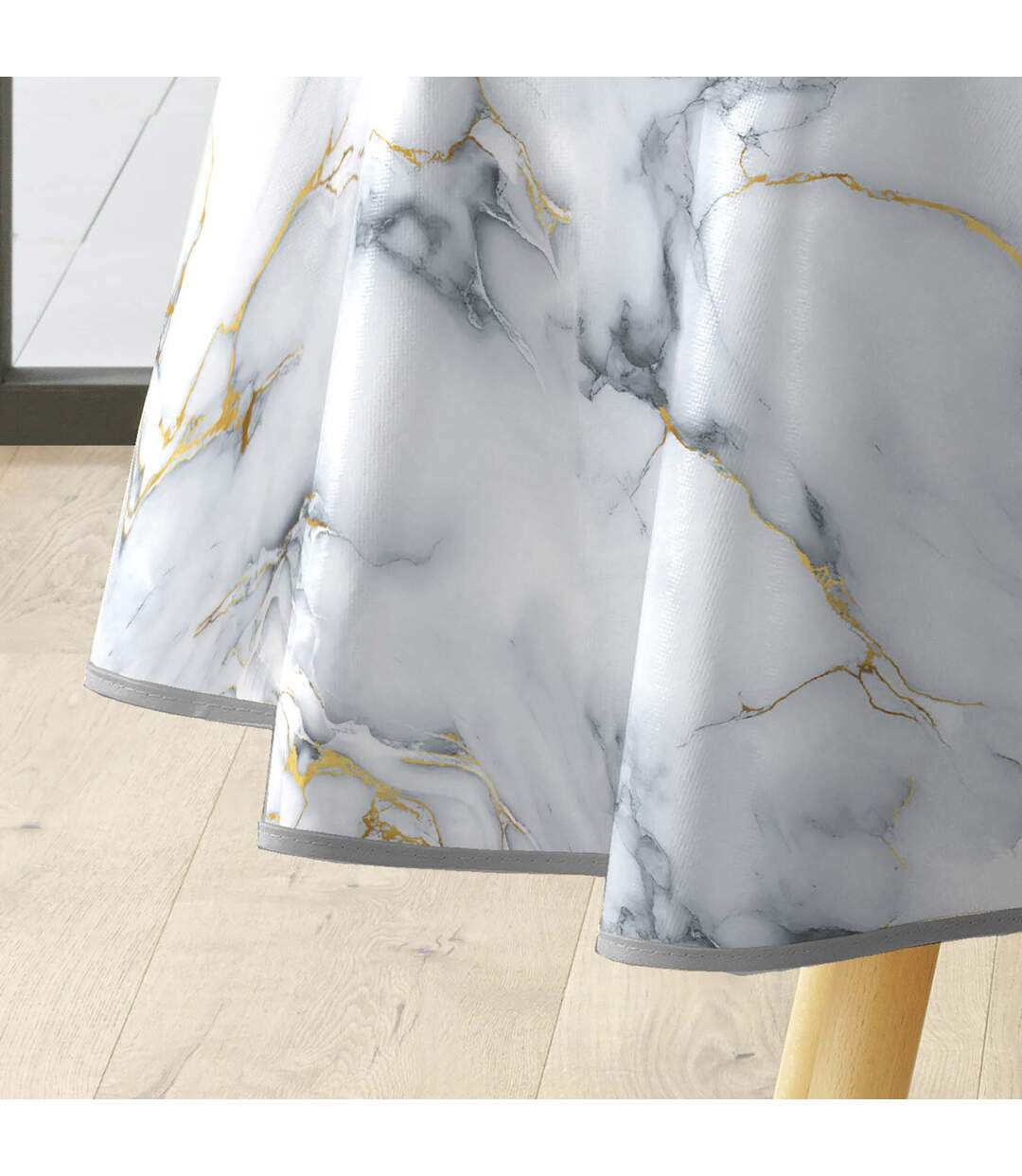 Nappe Toile Cirée Ronde Marquina 160cm Gris-2