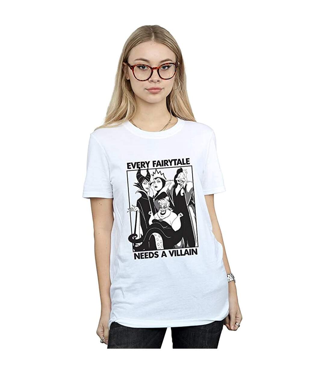 Disney - T-shirt EVERY FAIRY TALE NEEDS A VILLAIN - Femme (Blanc) - UTBI1669-2