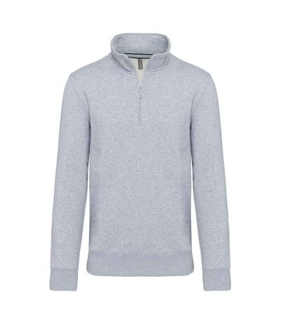 Kariban Mens Zip Neck Sweatshirt (Oxford Grey)