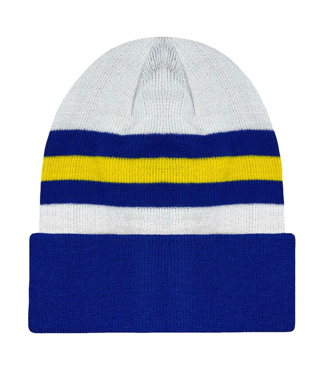 Leeds Retro Football Beanie White Blue Yellow Fan Originals-1