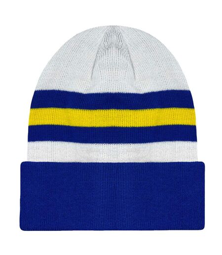 Leeds Retro Football Beanie White Blue Yellow Fan Originals