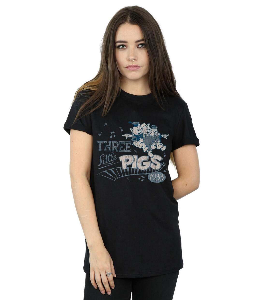Disney - T-shirt THREE LITTLE PIGS - Femme (Noir) - UTBI17710-2