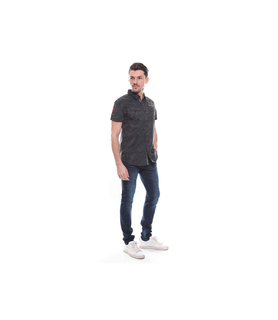 Chemise en coton imprimé camouflage DABO