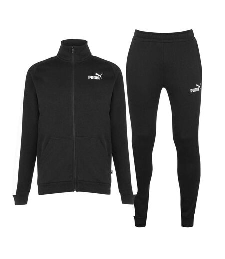 Mens Clean Fleece Tracksuit Set Black White Puma